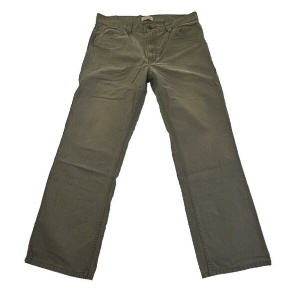 Blue Mountain Canvas Relaxed Fit 5 Pocket Pants Army Green Straight Leg EUC - Picture 1 of 14